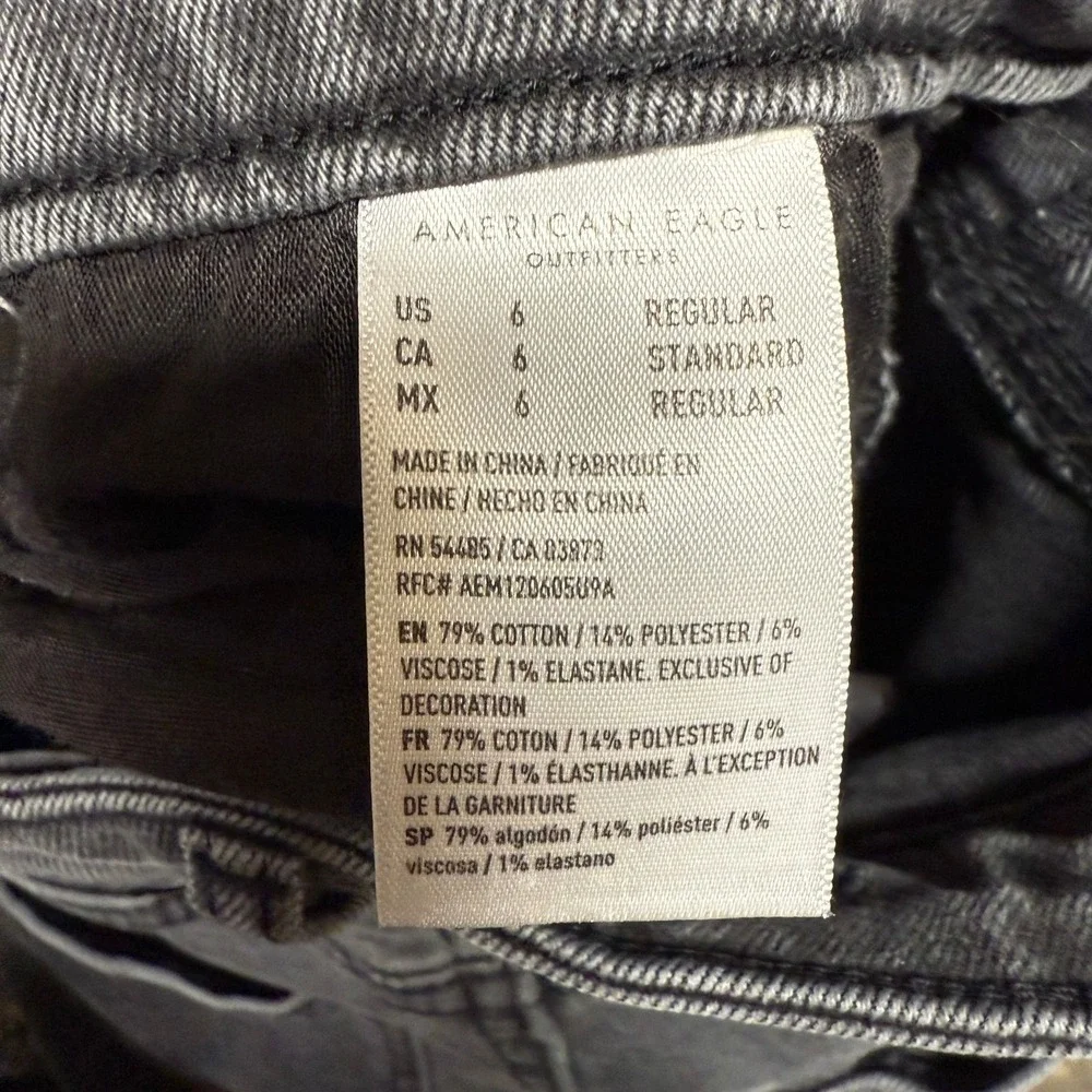 American Eagle Womens Mom Jean High‎ Rise Size 6 Regular Gray Stretch Denim